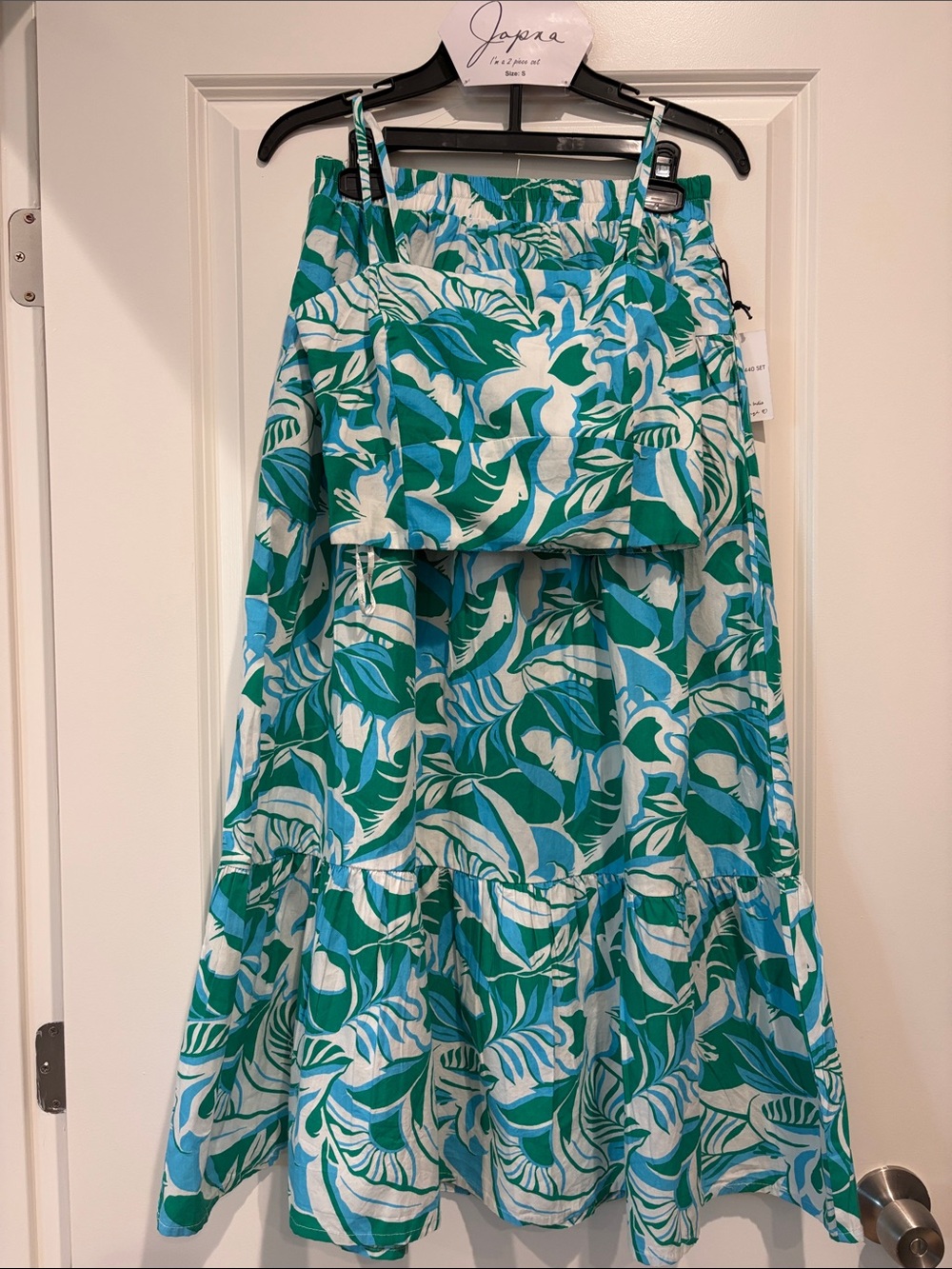 NWT Japna Women’s Cotton Cropped Top & Maxi Skirt Colorful Set, small,resortwear